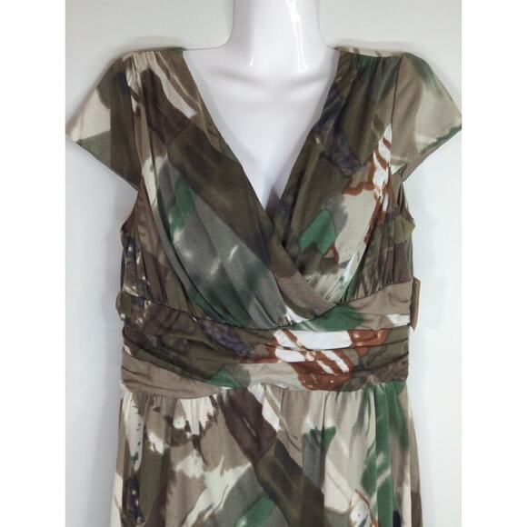 Coldwater Creek Empire Waist A Line Brown Green Abstract‎ Dress Sz. 10 Whimsical - Picture 3 of 11